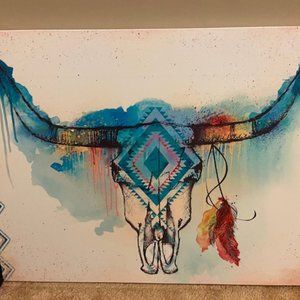 Long Horn Skull Print